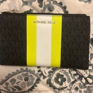 Michael Kors Neon stripe wristlet NWT